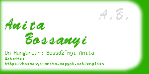 anita bossanyi business card